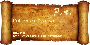 Petróczy Aranka névjegykártya