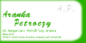 aranka petroczy business card